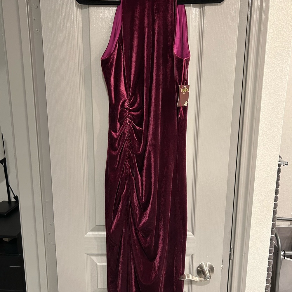 Taylor Dresses Velvet Wine Gown
